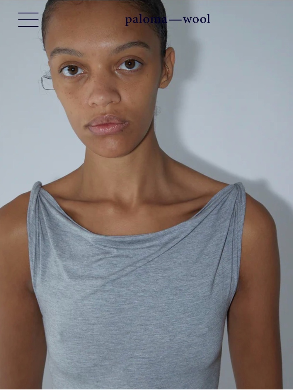 Paloma Wool Gray Sleeveless Draped Neck Top - Picture 4 of 12